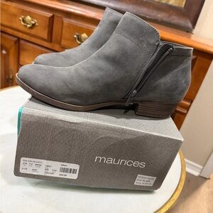 Maurices Cleo Gray Ankle Boots